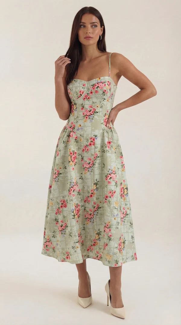 Odette Corset Midi Dress